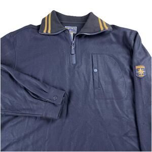 Vintage 90's Nautica Marine Denim Co. Wool Pullover 1/4 Zip Navy Blue Men's XL